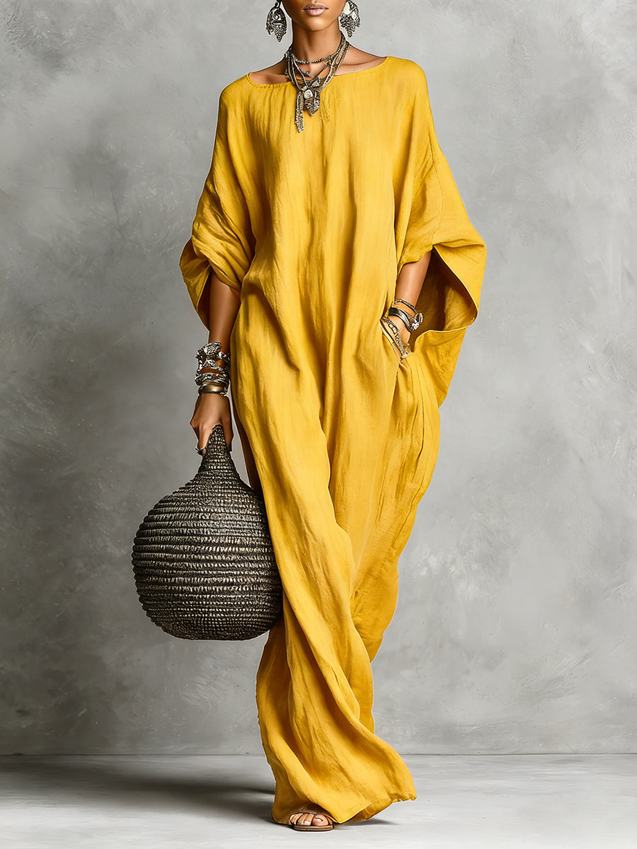 Covernorth Women's Oversized Linen-Blend Kaftan Maxi Dress