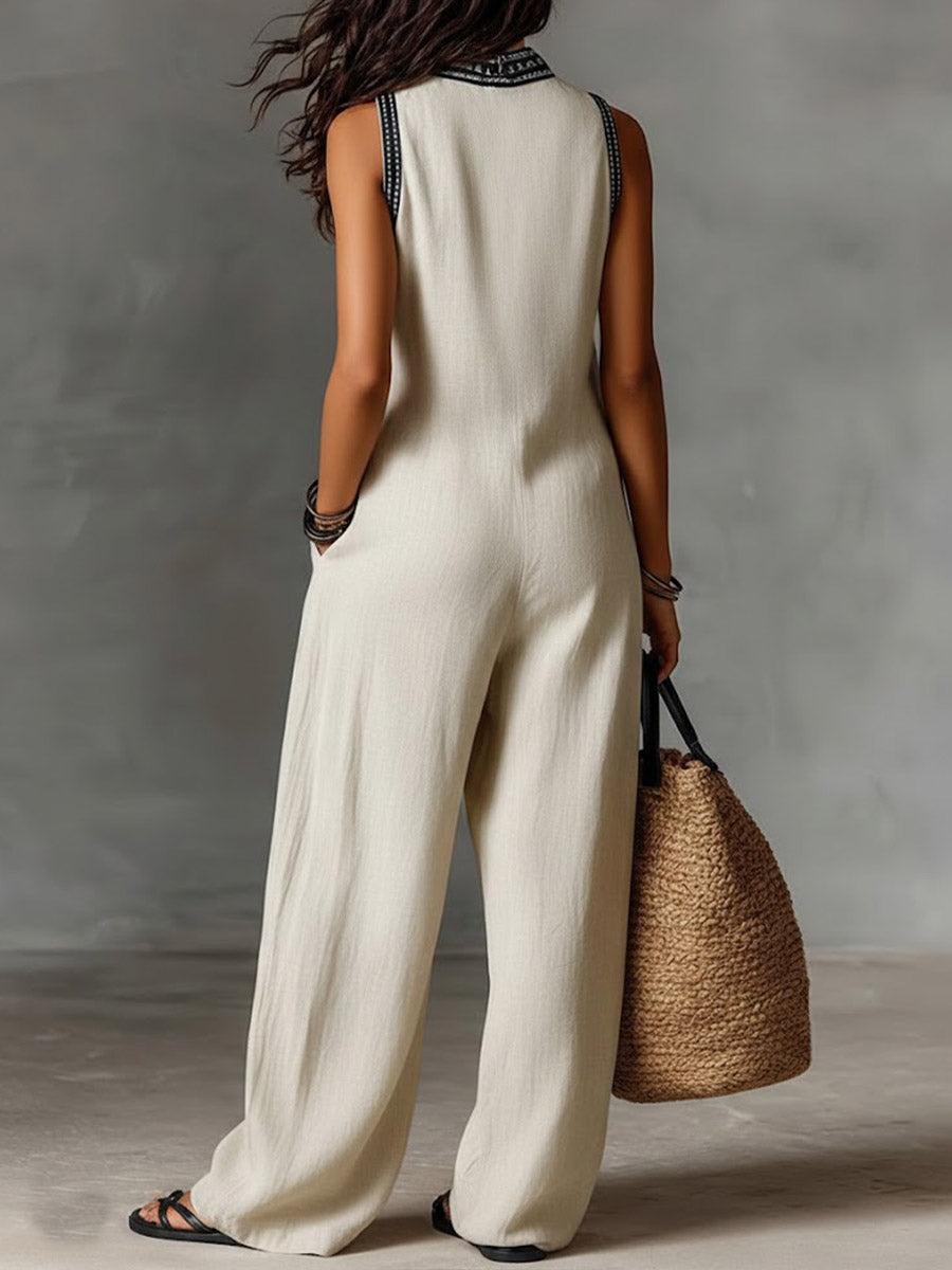 Covernorth Women’s Embroidered V-Neck Jumpsuit
