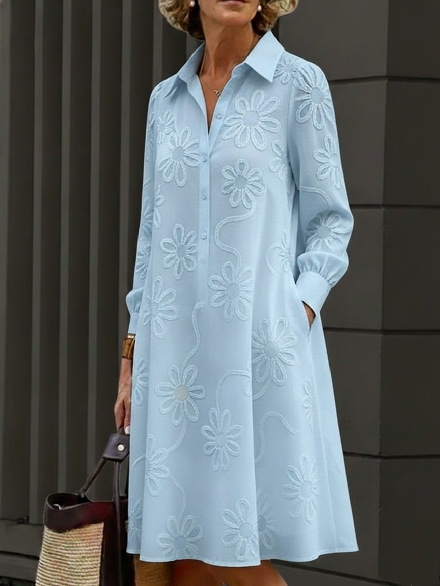 Covernorth Women’s Floral Embroidered Shirt Dress