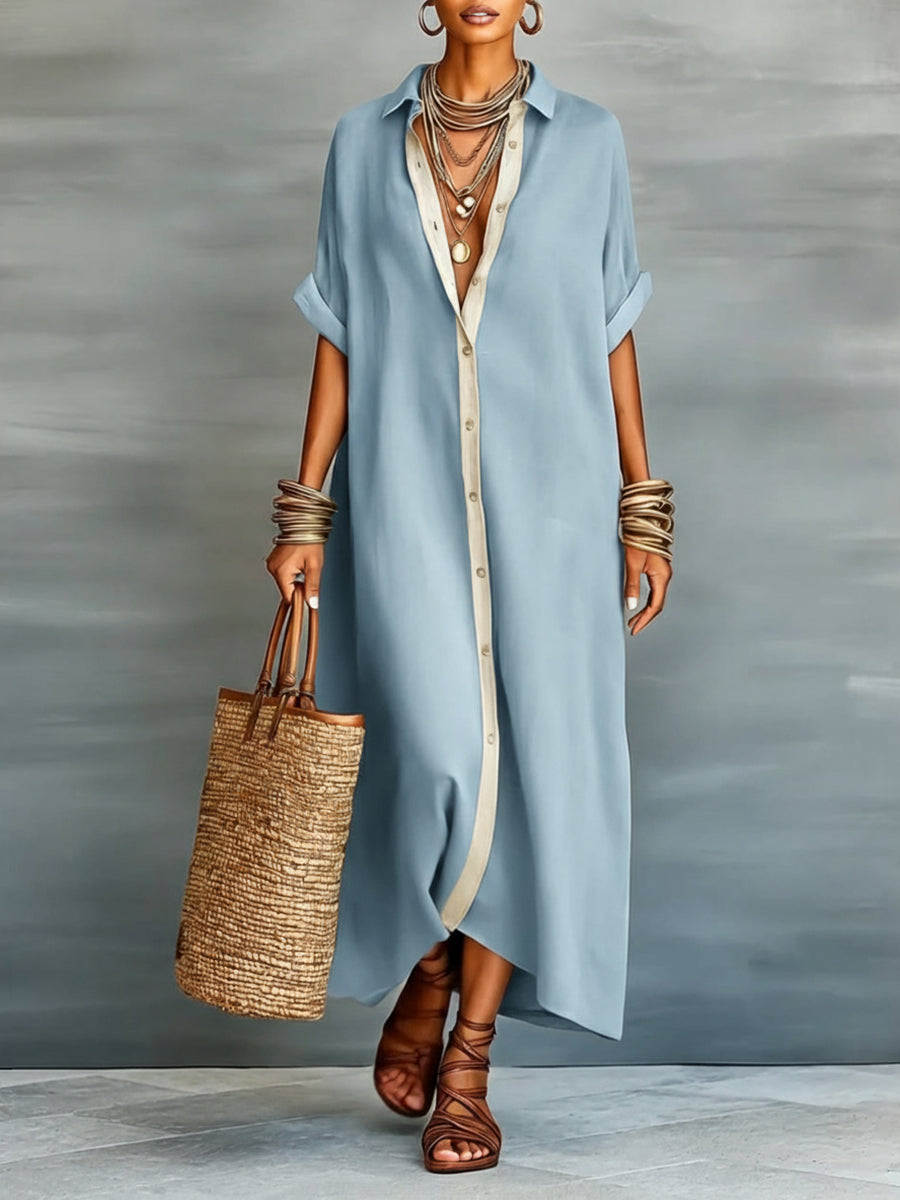 Covernorth Women's Oversized Button-Down Maxi Shirt Dress