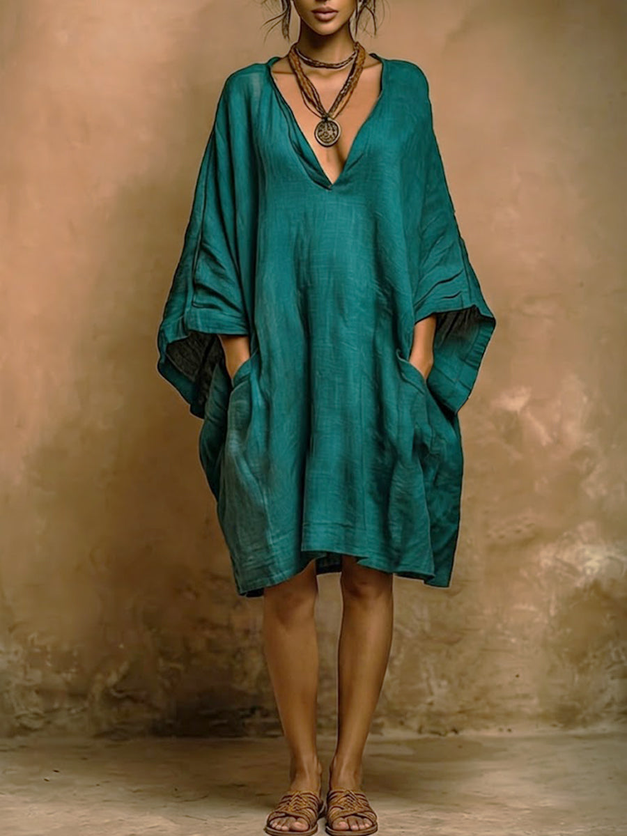 Covernorth Women's Oversized V-Neck Kaftan Dress