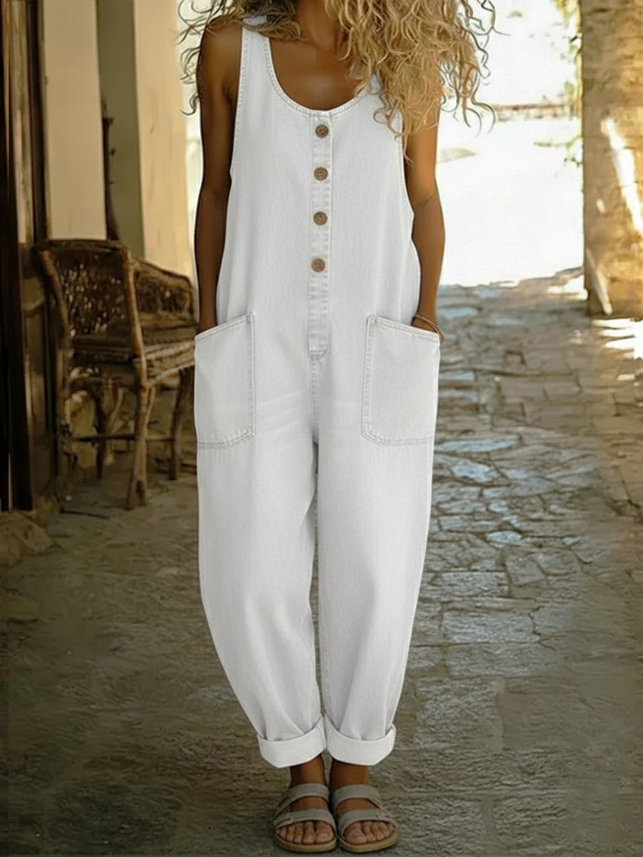 Covernorth Loose Fit Sleeveless Denim Overalls