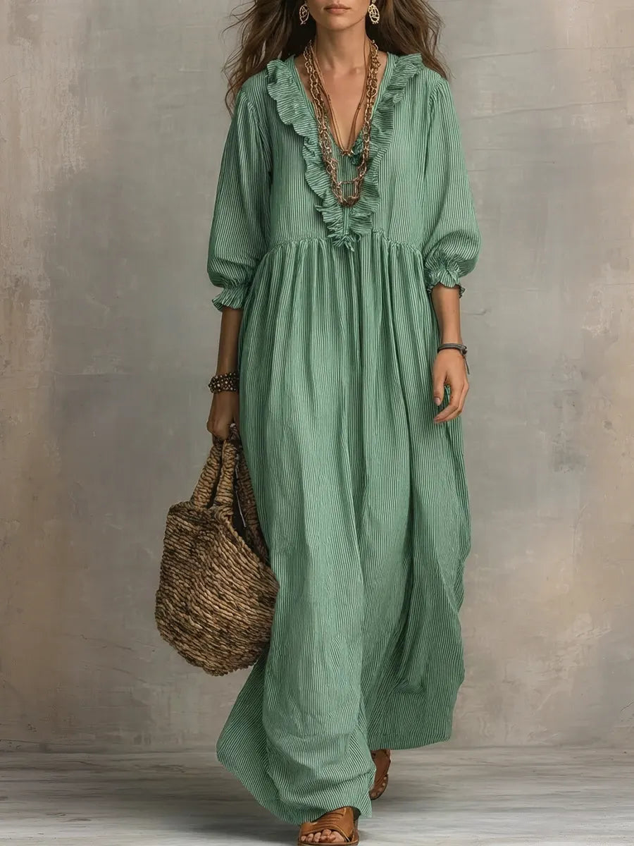 Covernorth Women's Ruffled Striped Maxi Dress