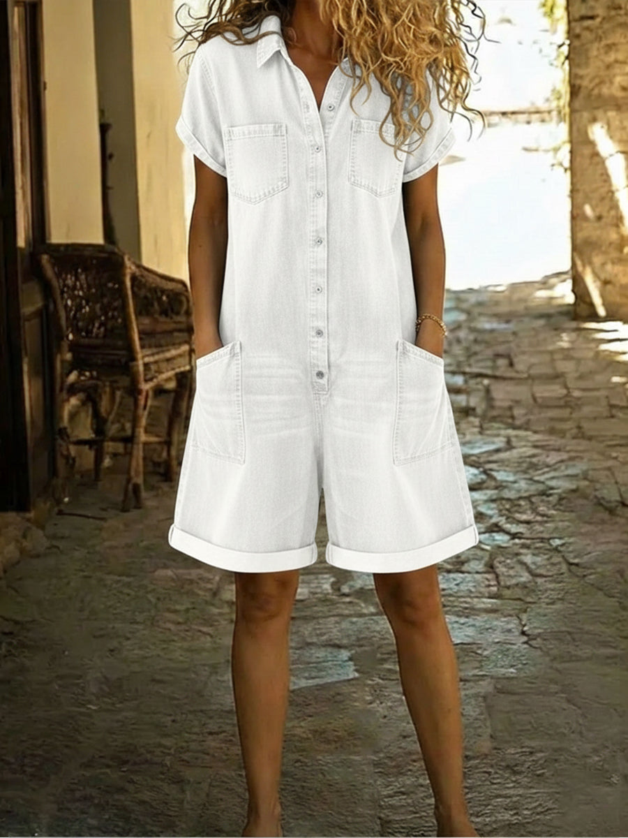 Covernorth Women’s Short-Sleeve Denim Romper