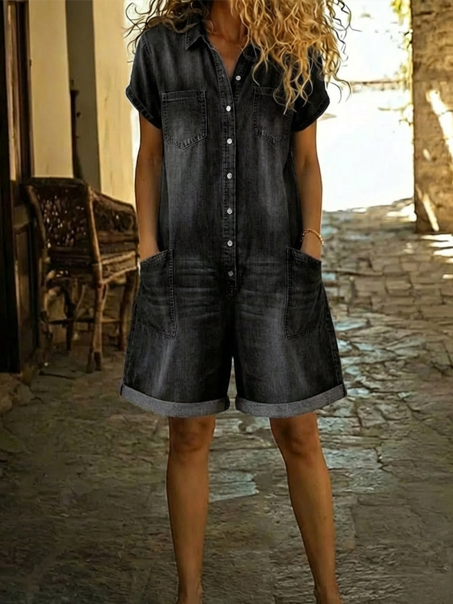 Covernorth Women’s Short-Sleeve Denim Romper