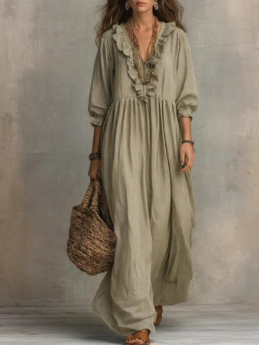 Covernorth Women's Ruffled Striped Maxi Dress