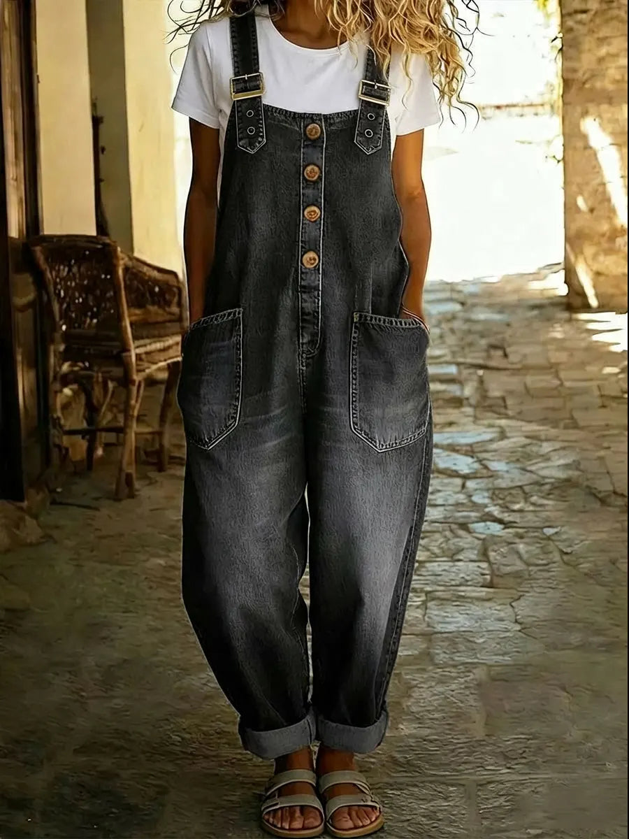 Covernorth Women's Button-Front Denim Overalls