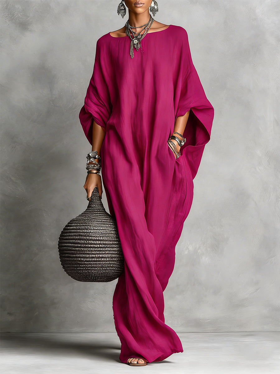 Covernorth Women's Oversized Linen-Blend Kaftan Maxi Dress