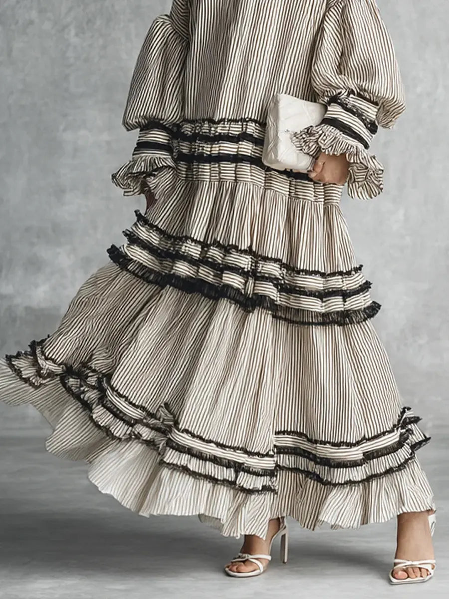 Covernorth Women's Striped Tiered Maxi Dress