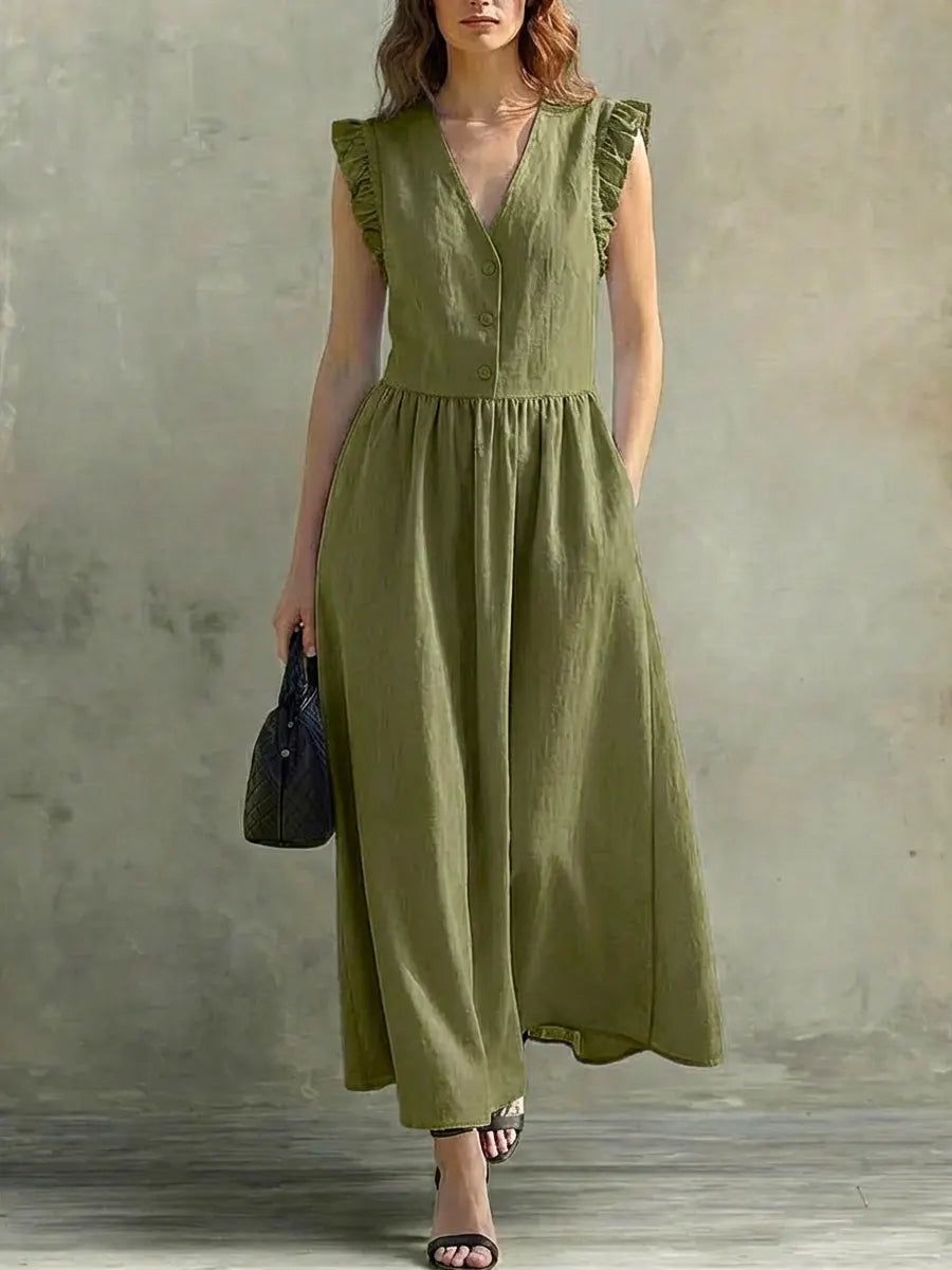 Covernorth Women's Ruffle-Sleeve V-Neck Maxi Dress