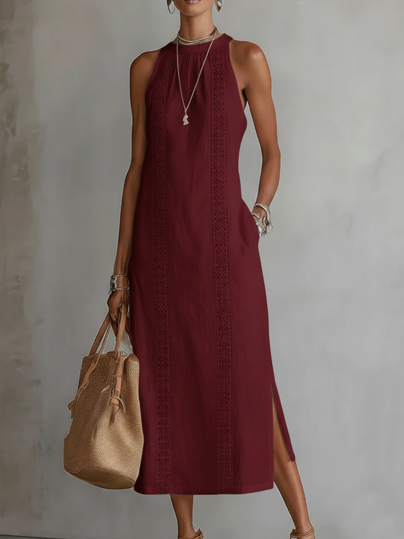 Covernorth Women's Embroidered Halter Midi Dress