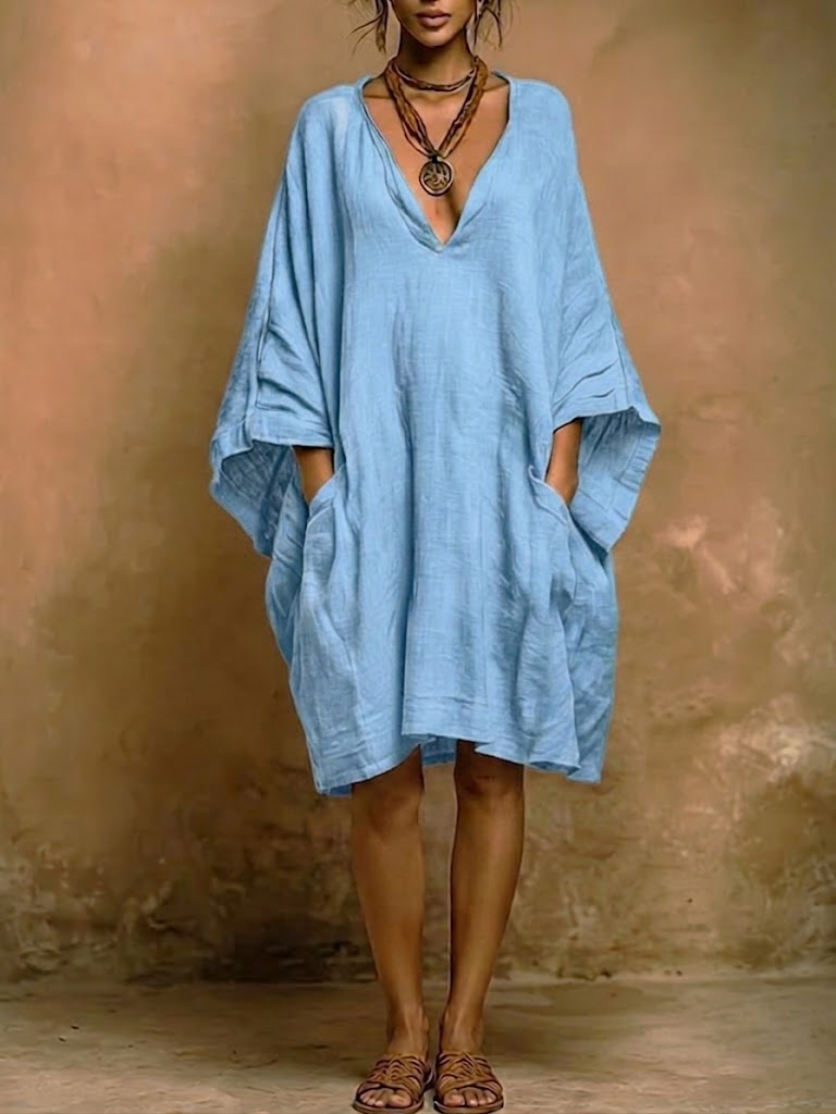 Covernorth Women's Oversized V-Neck Kaftan Dress