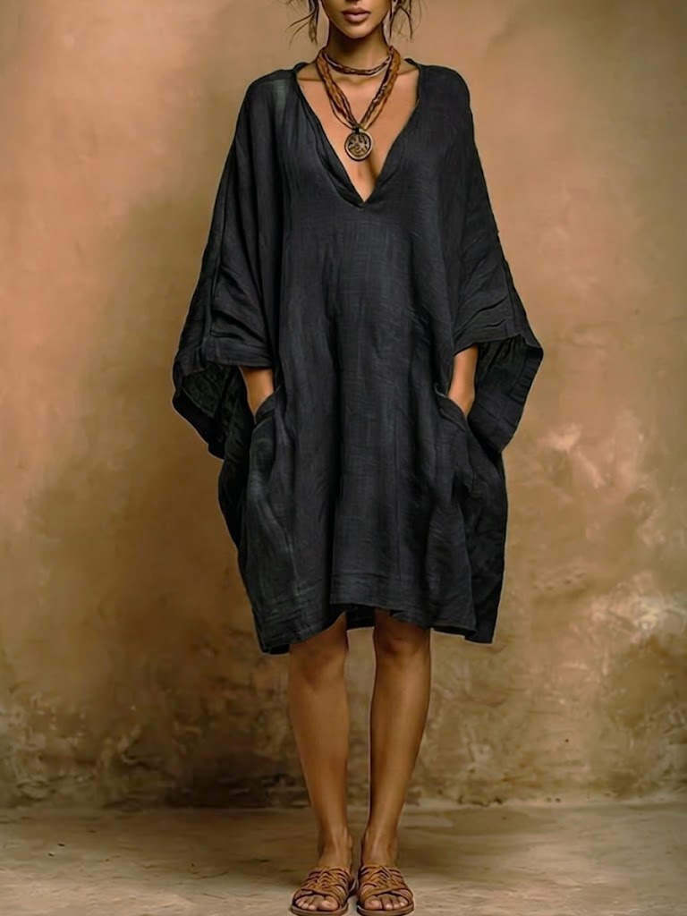 Covernorth Women's Oversized V-Neck Kaftan Dress