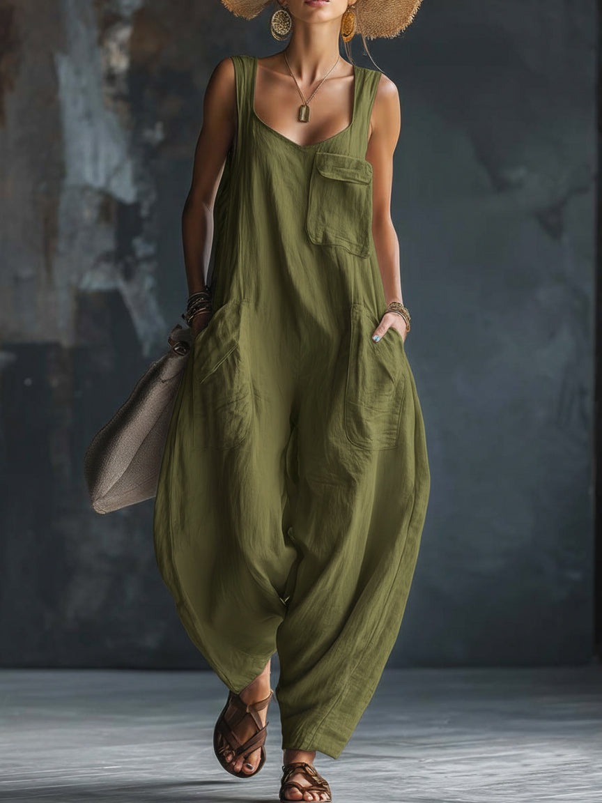Covernorth Women's Oversized Linen Harem Jumpsuit
