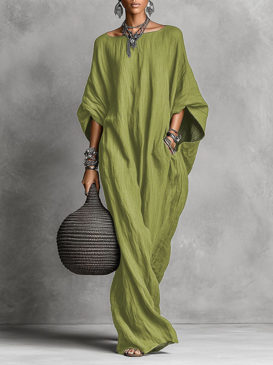 Covernorth Women's Oversized Linen-Blend Kaftan Maxi Dress