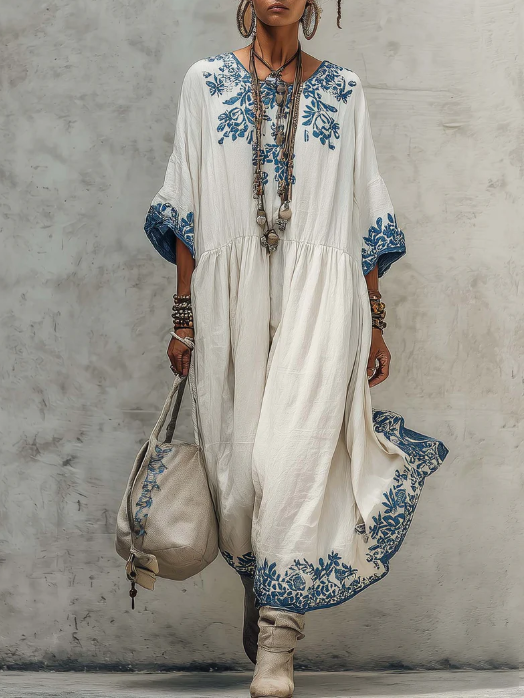 Covernorth Women’s Embroidered Boho Maxi Dress