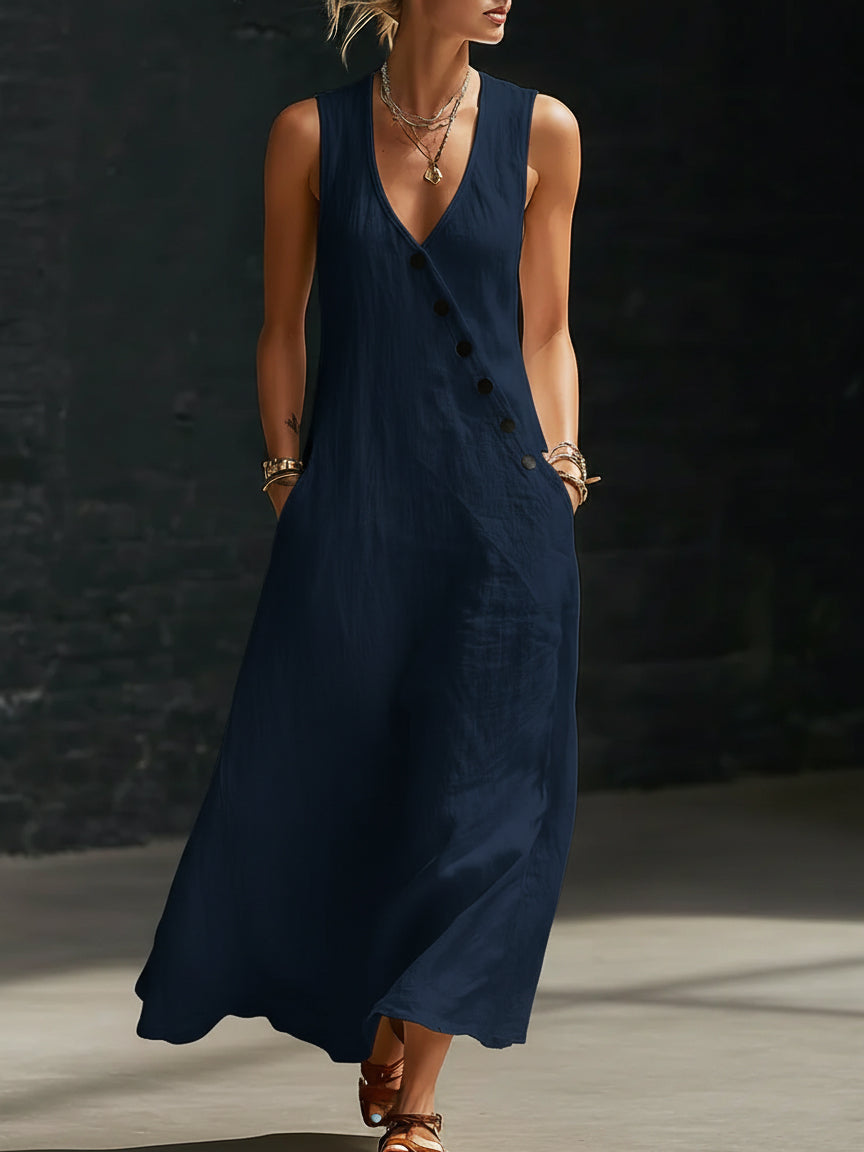 Covernorth Women's V-Neck Button Maxi Dress