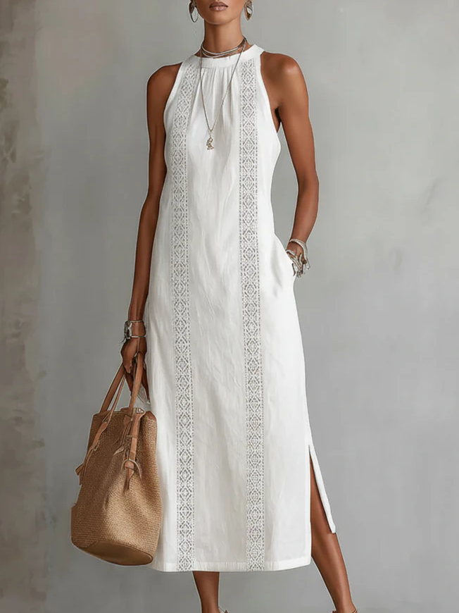 Covernorth Women's Embroidered Halter Midi Dress