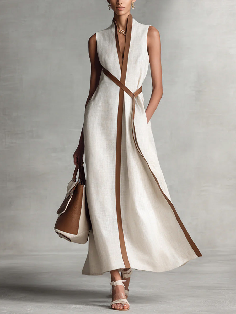 Covernorth Women's Trim Sleeveless Maxi Wrap Dress