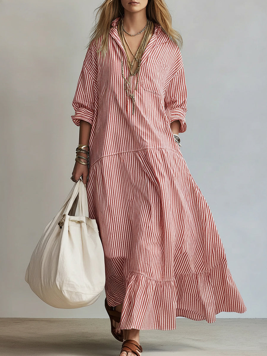 Covernorth Oversized Striped Shirt Dress