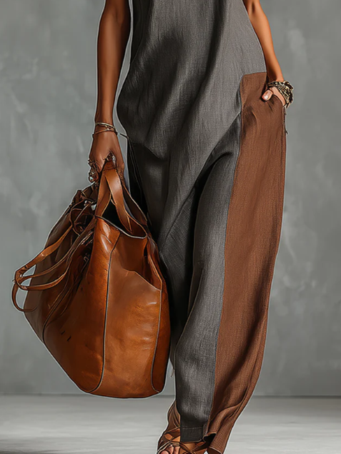 Covernorth Sleeveless High-Neck Colorblock Maxi Dress
