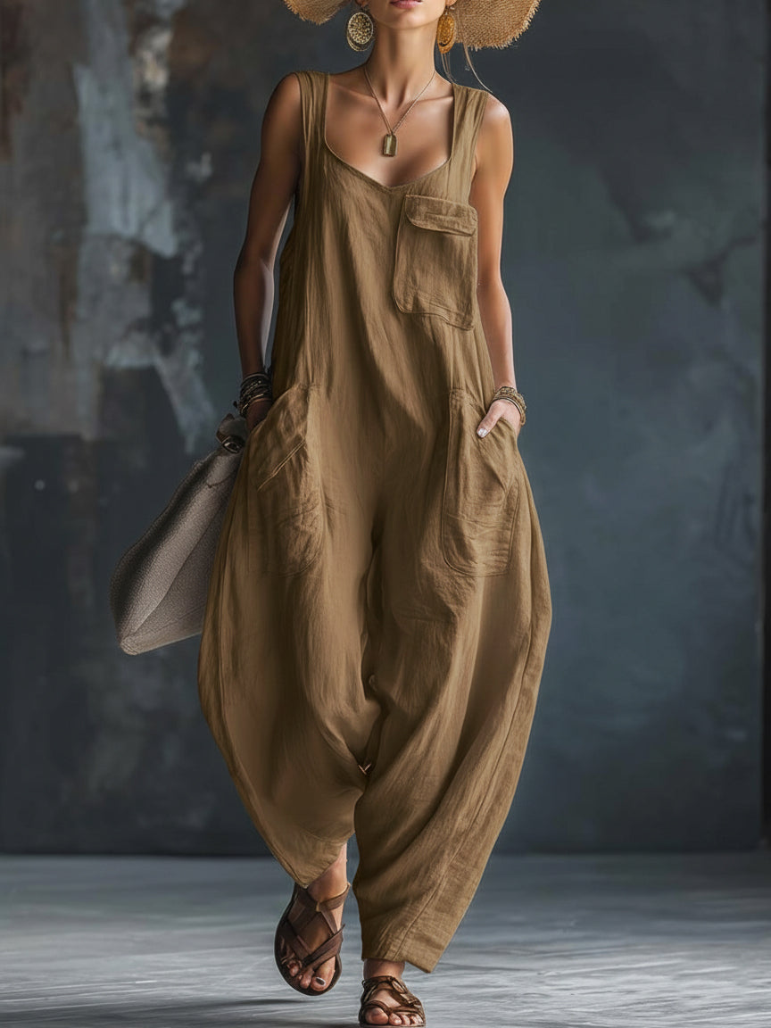 Covernorth Women's Oversized Linen Harem Jumpsuit
