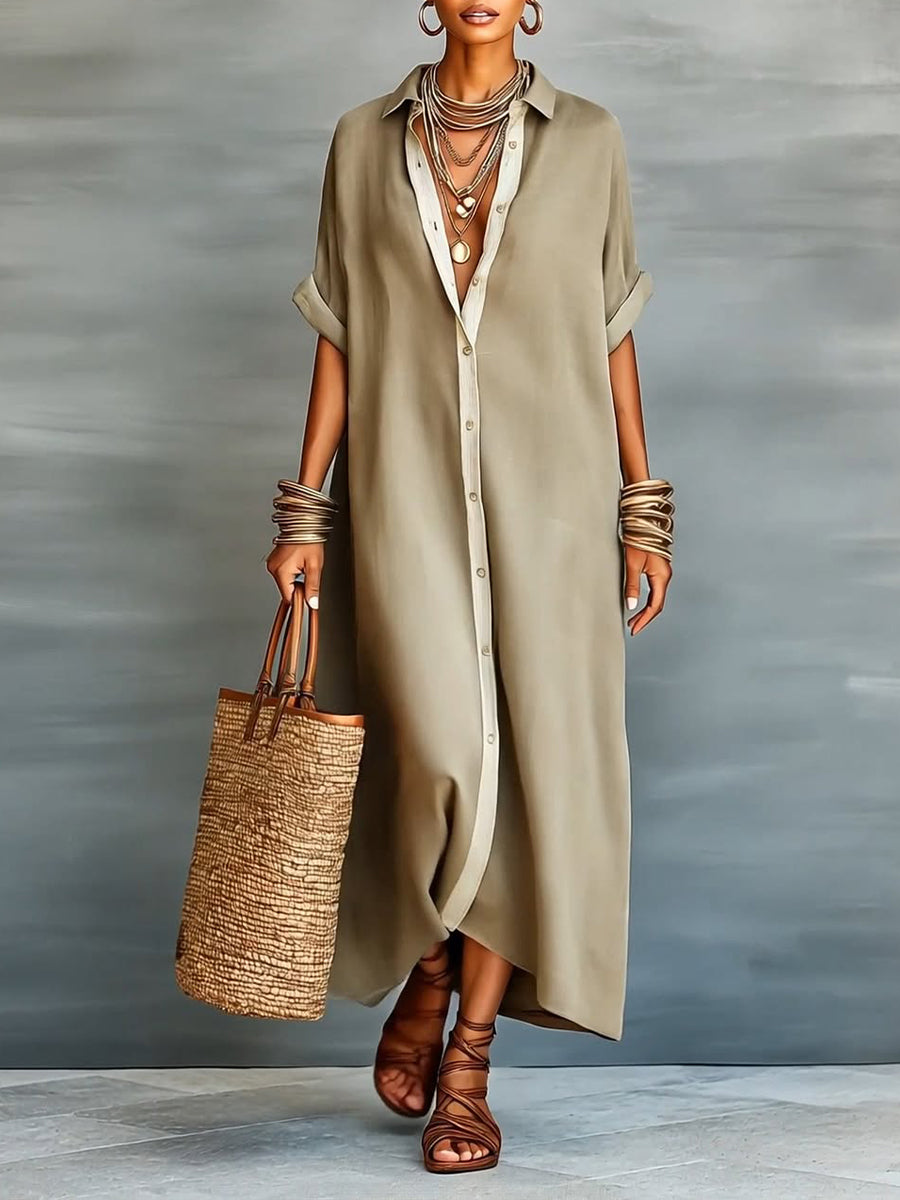 Covernorth Women's Oversized Button-Down Maxi Shirt Dress