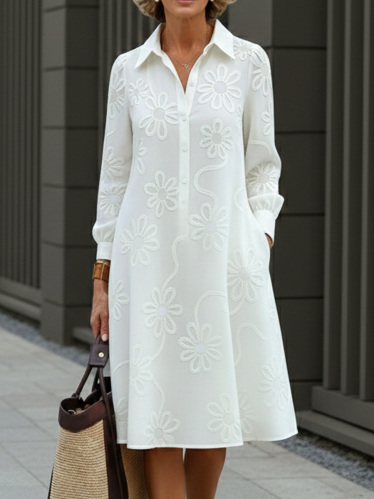 Covernorth Women’s Floral Embroidered Shirt Dress