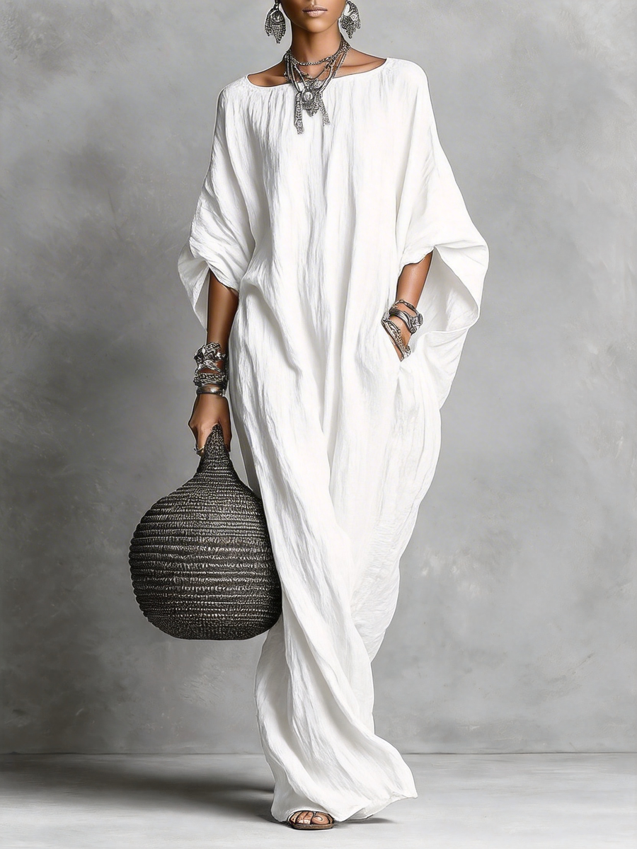 Covernorth Women's Oversized Linen-Blend Kaftan Maxi Dress