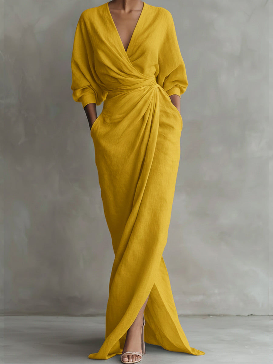 Covernorth Women's Linen-Blend Wrapped Maxi Dress