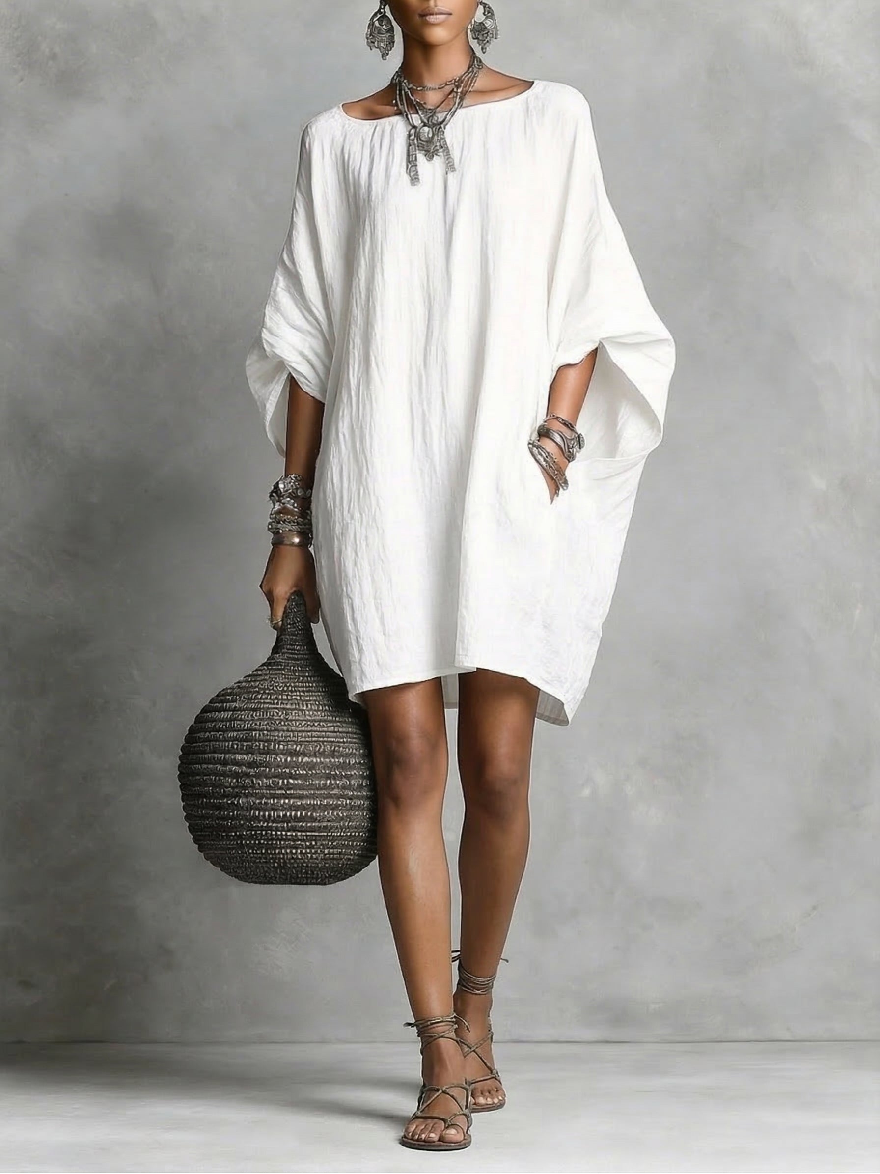 Covernorth Women’s Oversized Linen-Blend Kaftan Dress