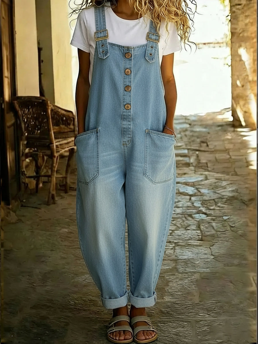 Covernorth Women's Button-Front Denim Overalls
