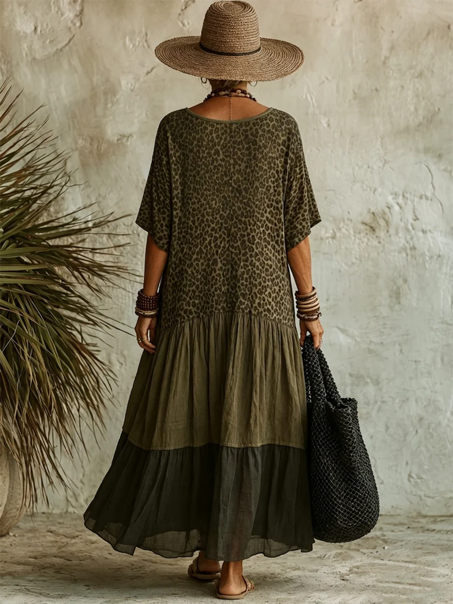 Covernorth Women's Leopard Print Boho Maxi Dress