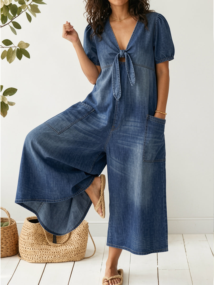 Covernorth Women's Tie-Front Wide-Leg Jumpsuit