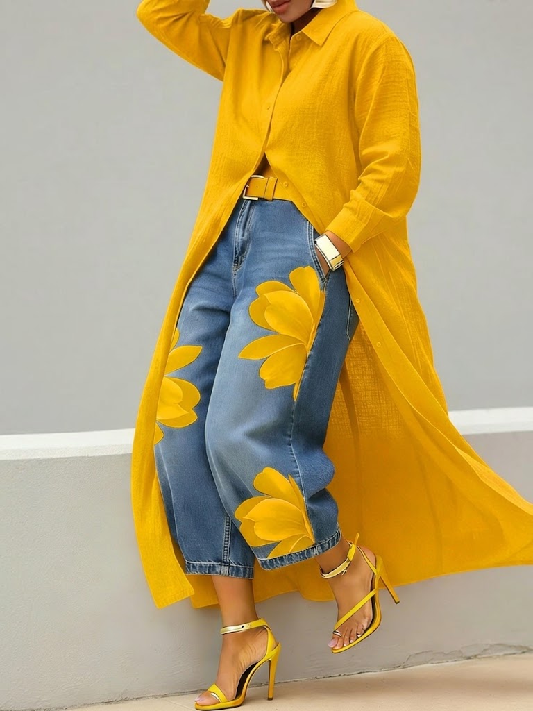 Women's Longline Button-Up Shirt Dress