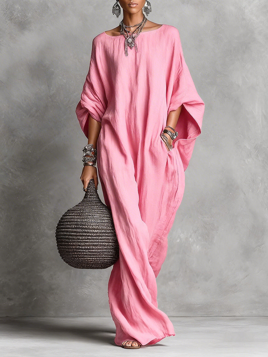 Covernorth Women's Oversized Linen-Blend Kaftan Maxi Dress
