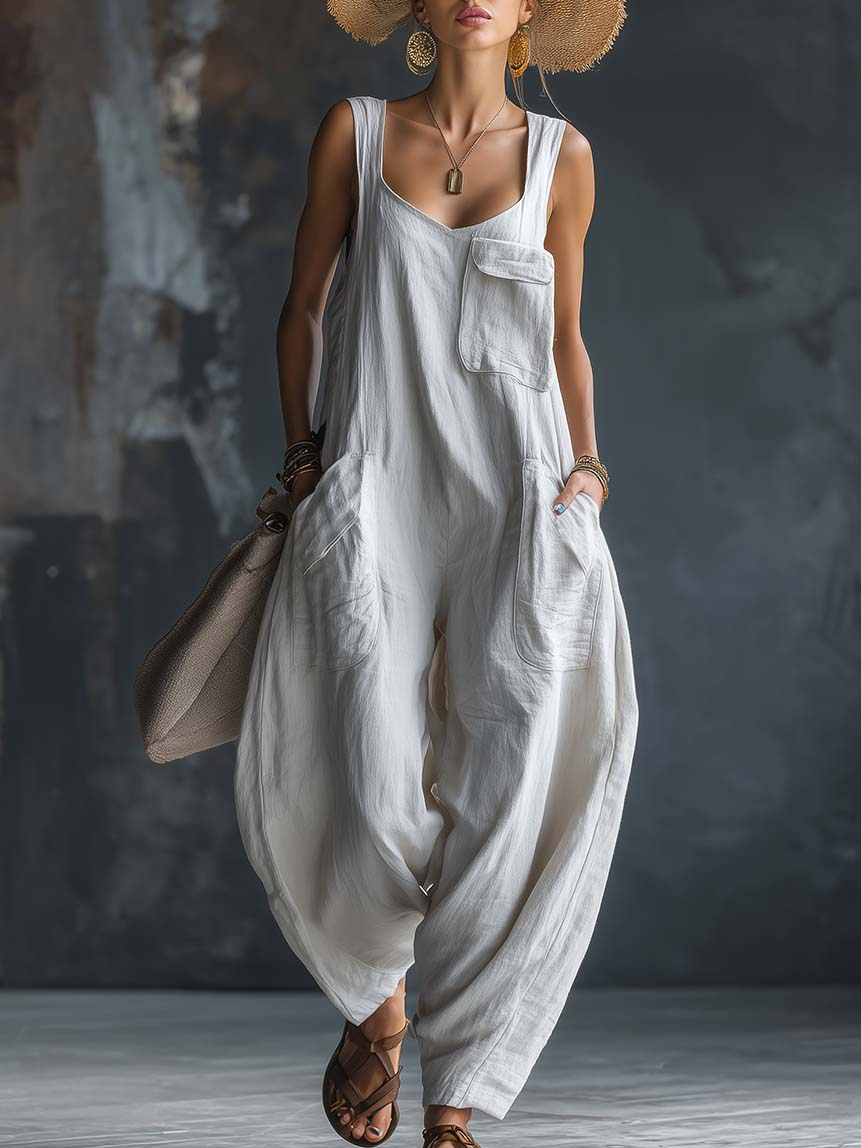 Covernorth Women's Oversized Linen Harem Jumpsuit