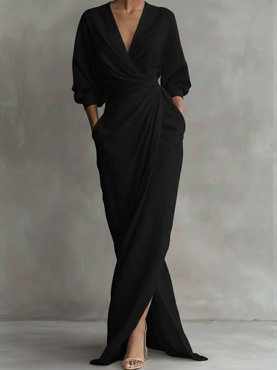 Covernorth Women's Linen-Blend Wrapped Maxi Dress