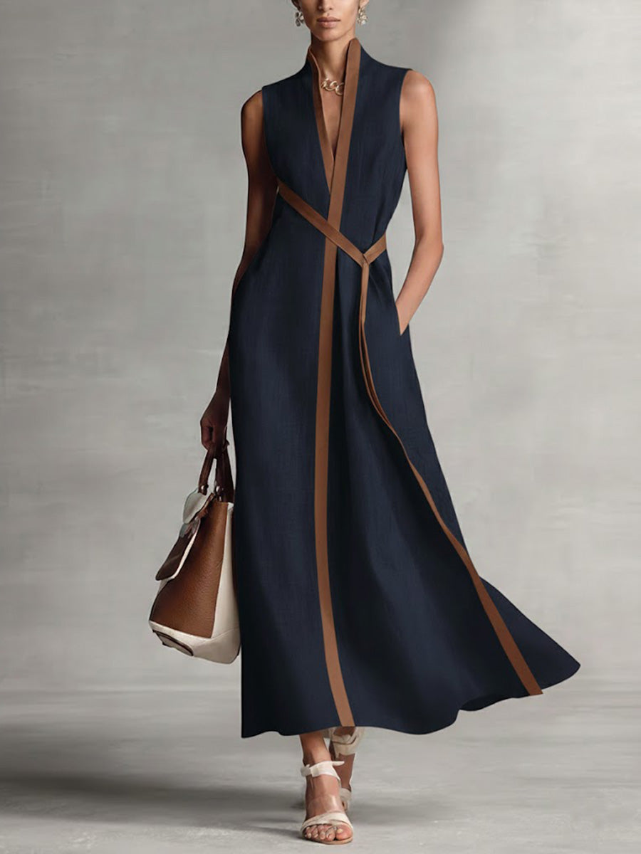 Covernorth Women's Trim Sleeveless Maxi Wrap Dress