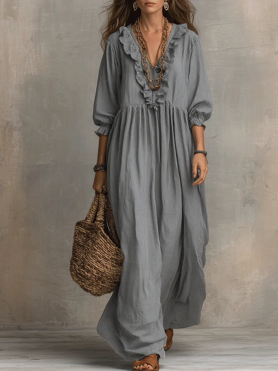 Covernorth Women's Ruffled Striped Maxi Dress