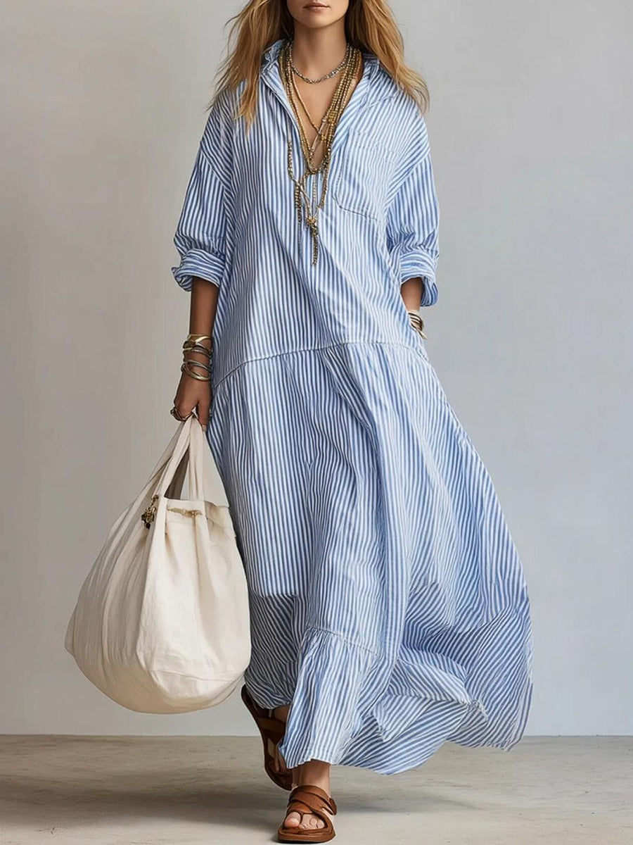 Covernorth Oversized Striped Shirt Dress