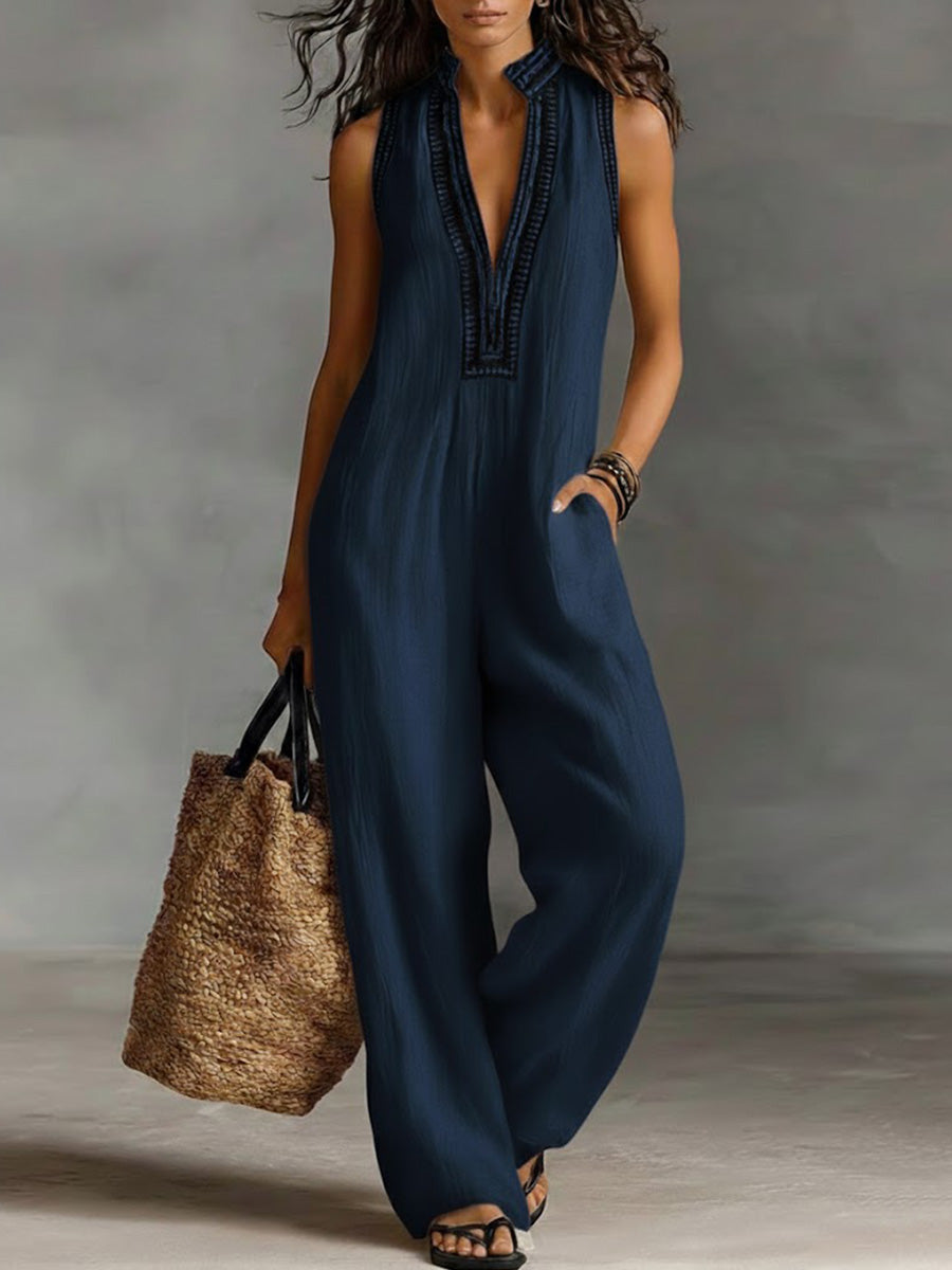 Covernorth Women’s Embroidered V-Neck Jumpsuit