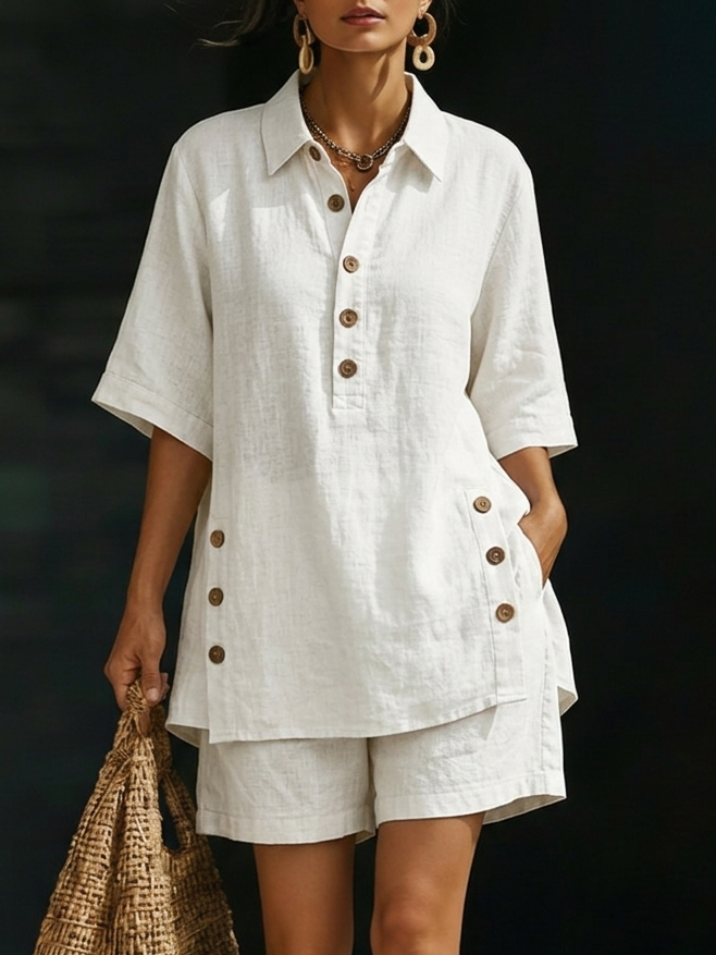 Covernorth Women's Linen-Blend Two-Piece Short Set