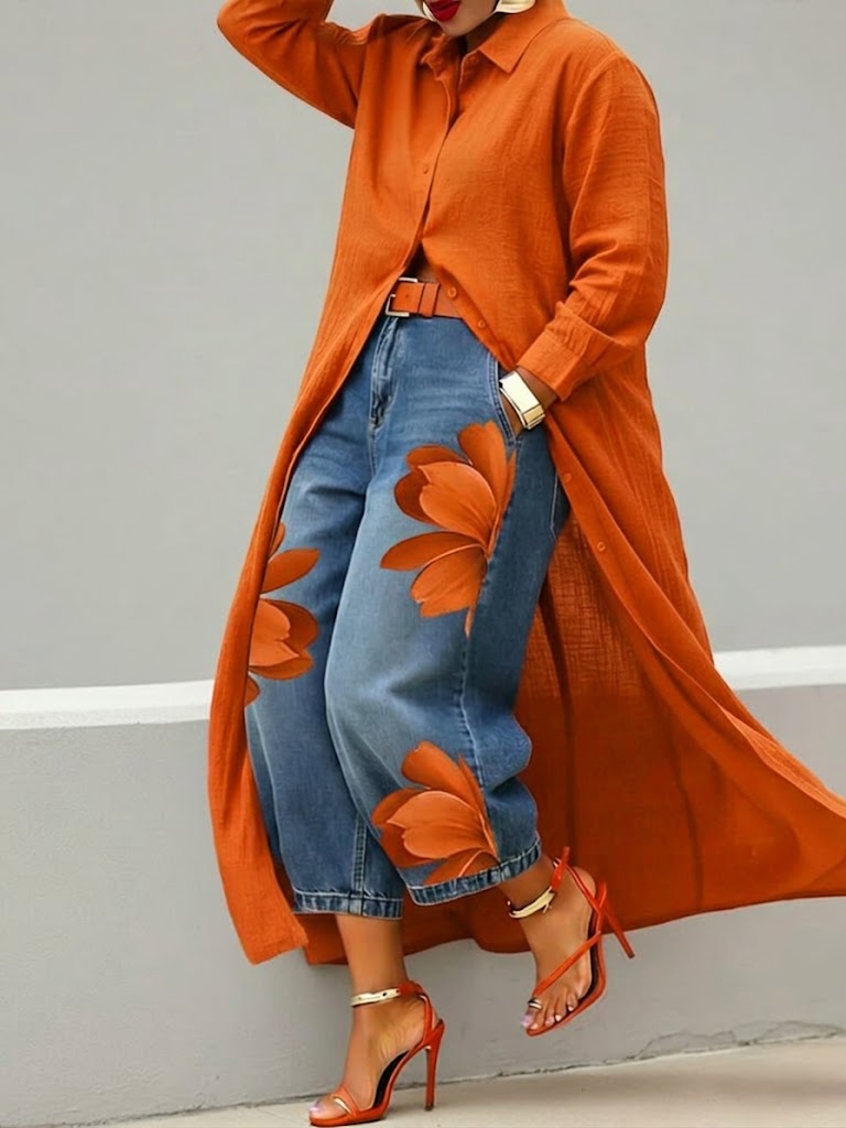 Women's Longline Button-Up Shirt Dress