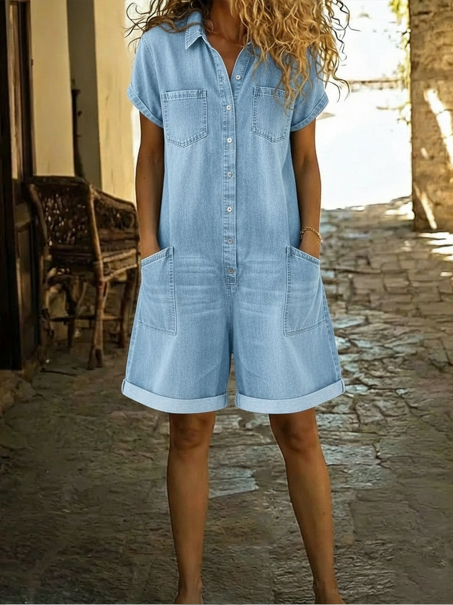 Covernorth Women’s Short-Sleeve Denim Romper