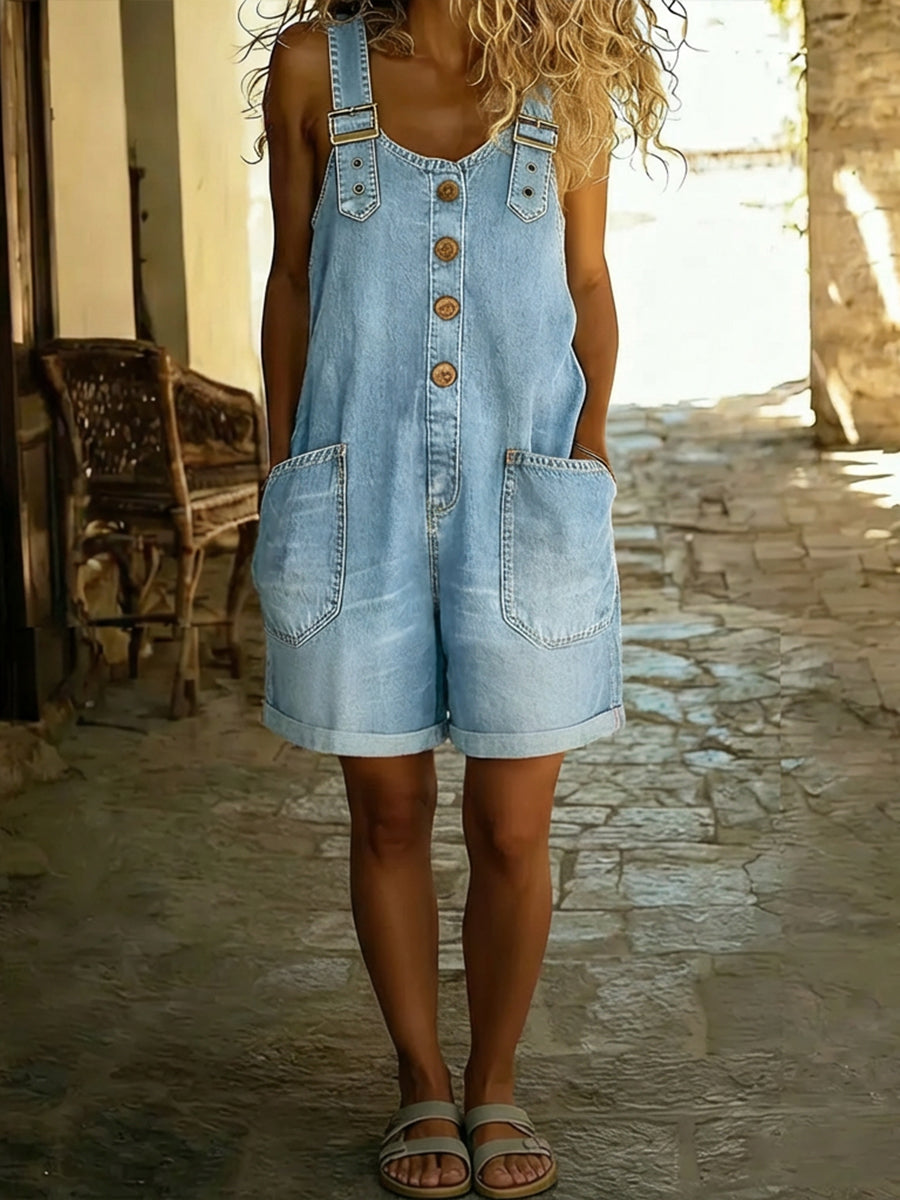 Covernorth Women's Denim Short Overalls