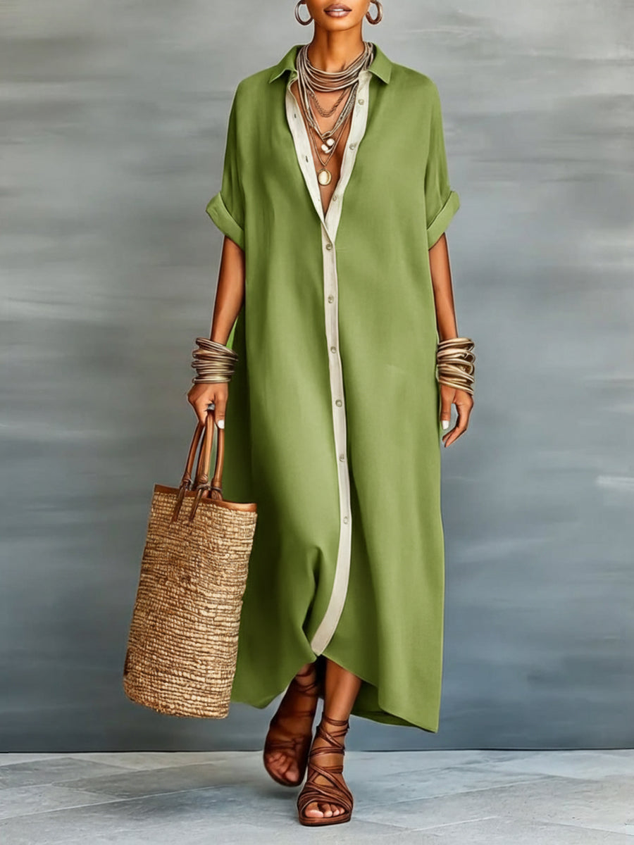 Covernorth Women's Oversized Button-Down Maxi Shirt Dress