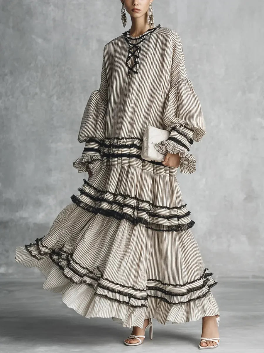 Covernorth Women's Striped Tiered Maxi Dress
