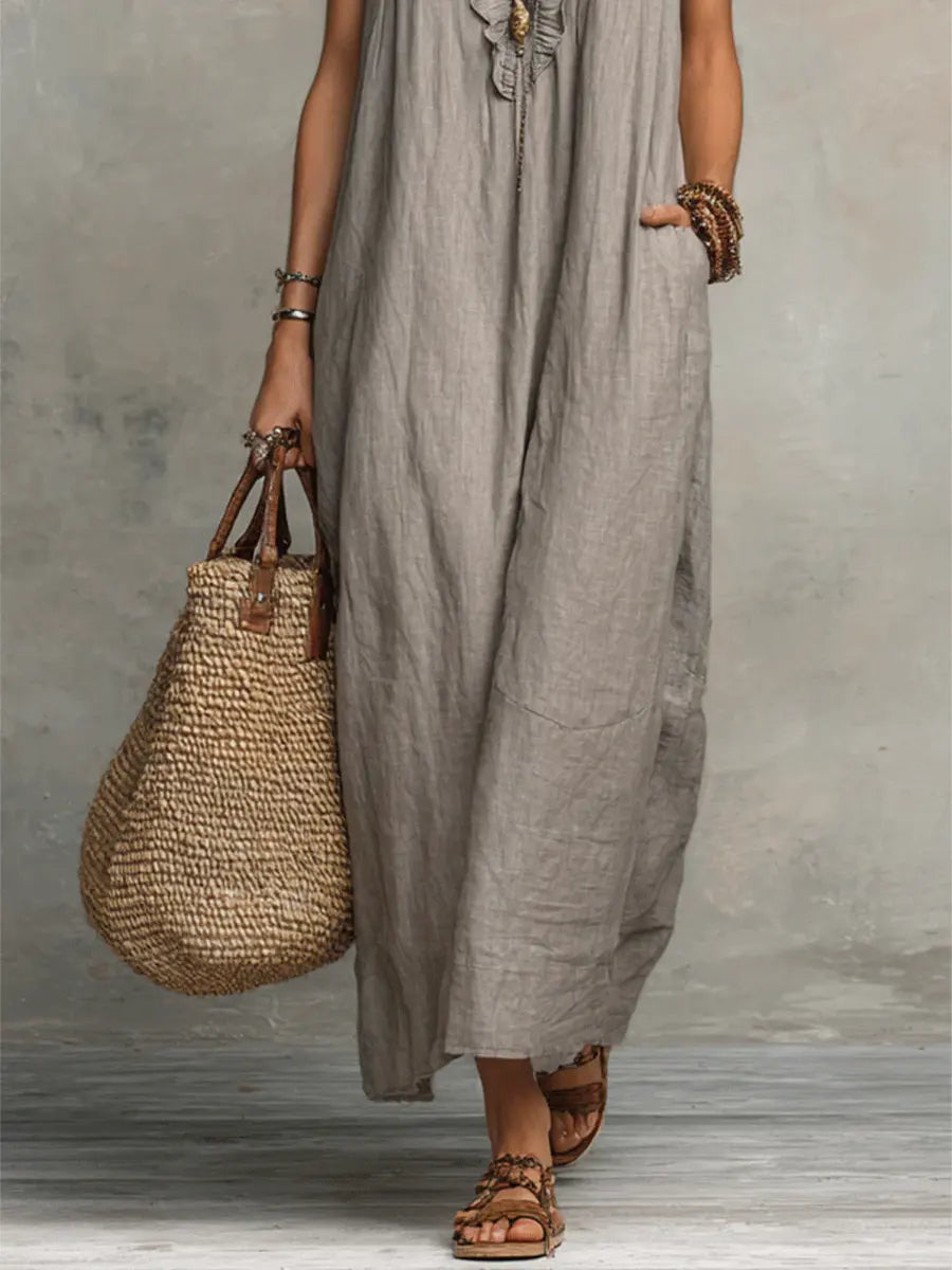 Women’s Ruffle V-Neck Maxi Dress