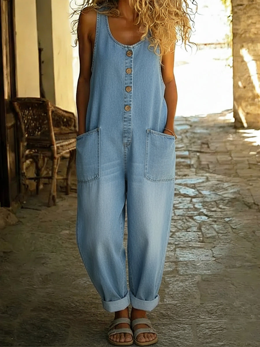 Covernorth Loose Fit Sleeveless Denim Overalls